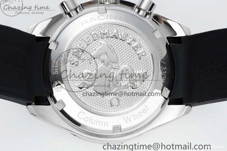 0111 Breathable Speedmaster Racing Master SS HKF Best Edition White Dial on Black Rubber Strap A 7815